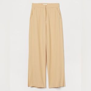 Black H&M Wide-cut Side-slit Pants